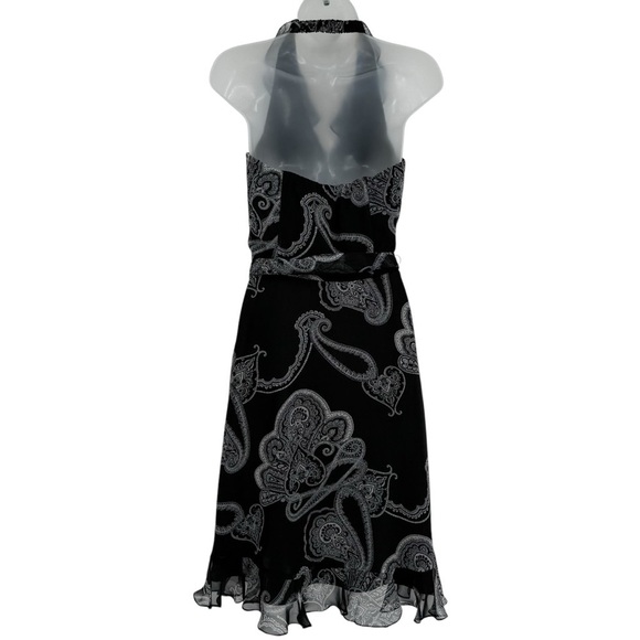 White House Black Market NWT Paisley Print Ruffle Faux Wrap Halter Dress Size 4 - Picture 2 of 11